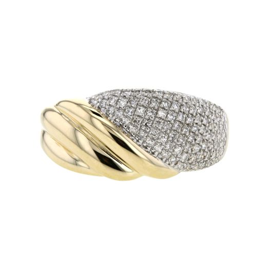 Yellow gold diamond twist ring