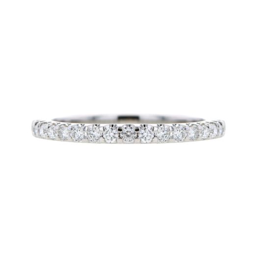 White gold diamond band in a scallop setting