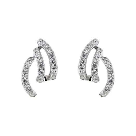 white gold wrap earrings lined with diamond rounds