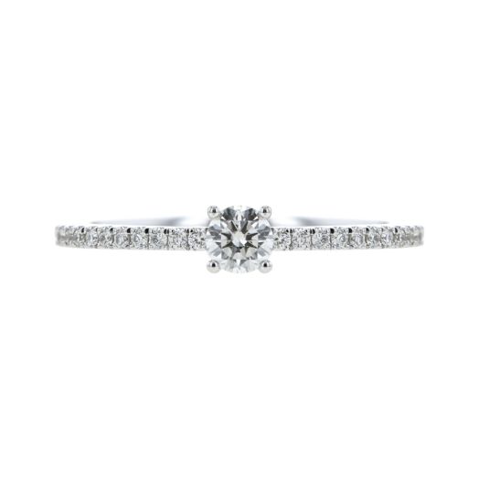 White gold round-cut diamond ring with diamond band
