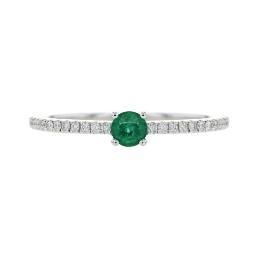 Emerald ring with diamond band