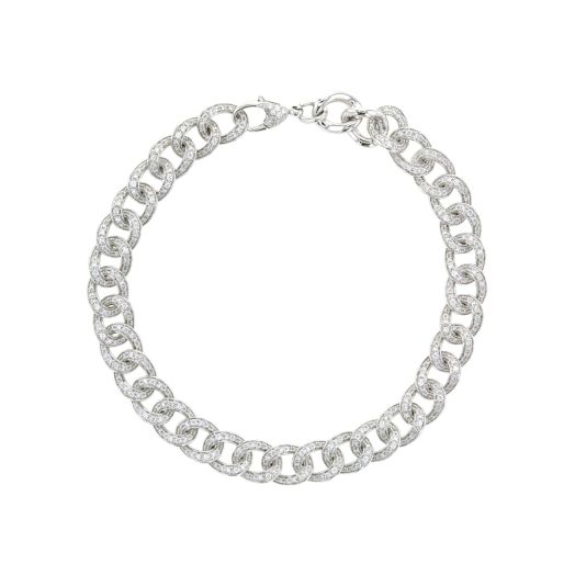 white gold curb link bracelet lined with white diamond rounds