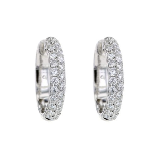 Hoop earrings with two rows of diamonds