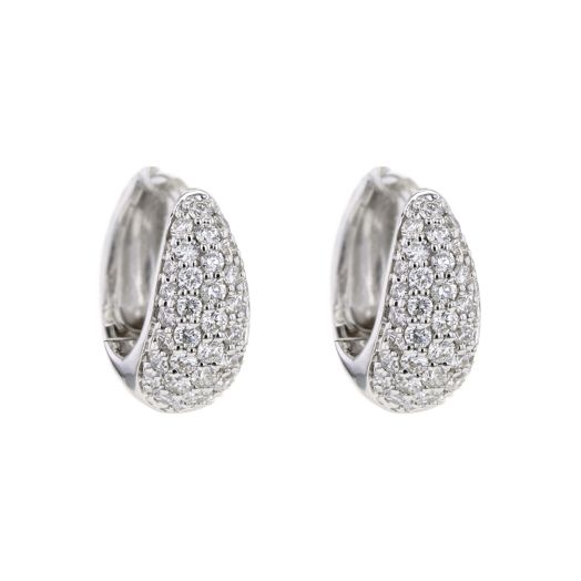 pave diamond set white gold hoop earrings