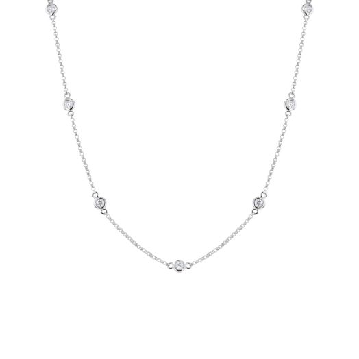 white gold necklace featuring diamond stations