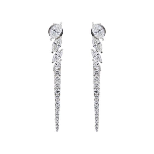 Diamond dangle earrings with a mixture of marquise and round diamonds 