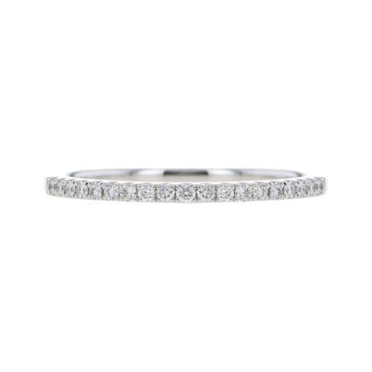 thin platinum ring lined with white diamond rounds