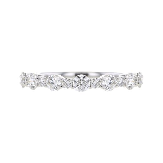 platinum band half lined with diamonds in alternating sizes