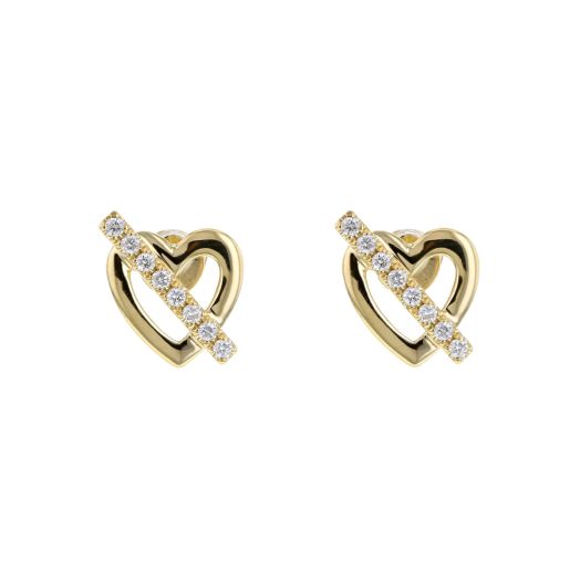 Diamond heart stud earrings