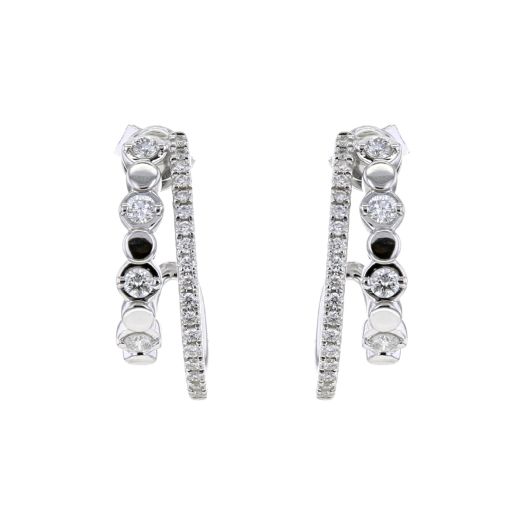 Double diamond hoop earrings