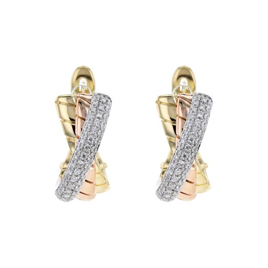 Tri-colored hoop earrings with diamonds
