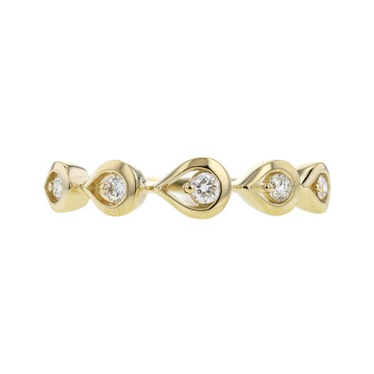 Yellow gold diamond droplet band