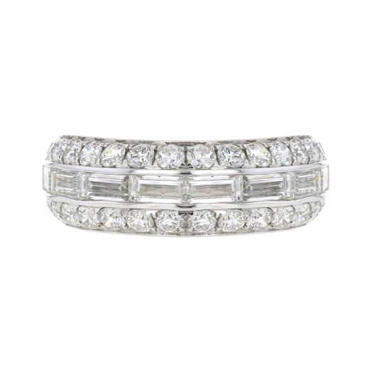 Diamond band with a mix of round-cut diamonds and baguette diamonds