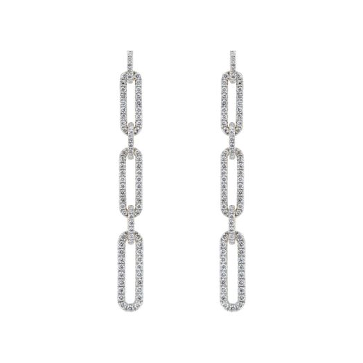Diamond paperclip dangle earrings