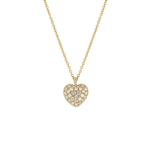Diamond heart puffed pendant necklace
