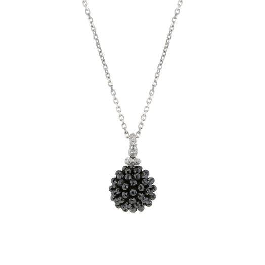 Black diamond cluster pendant necklace