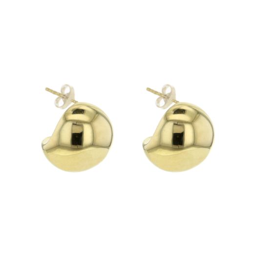 yellow gold stud earrings with a puffed circle design