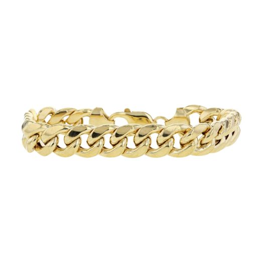 Mens yellow gold miami cuban chain bracelet