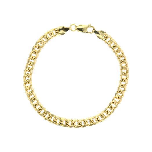 Mens yellow gold miami cuan chain bracelet