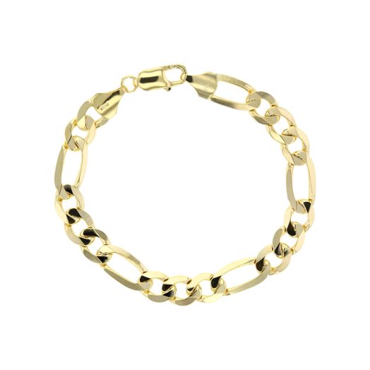 yellow gold bracelet with flat figaro chain