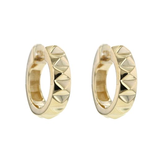yellow gold earrings with triangular spike design