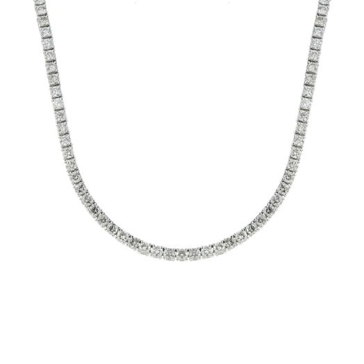 white gold necklace lined with white diamond rounds