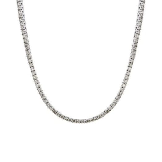 white gold necklace lined with white diamond rounds
