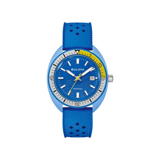 watch with blue strap and blue dial