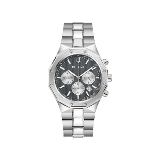 silver-tone watch with grey dial