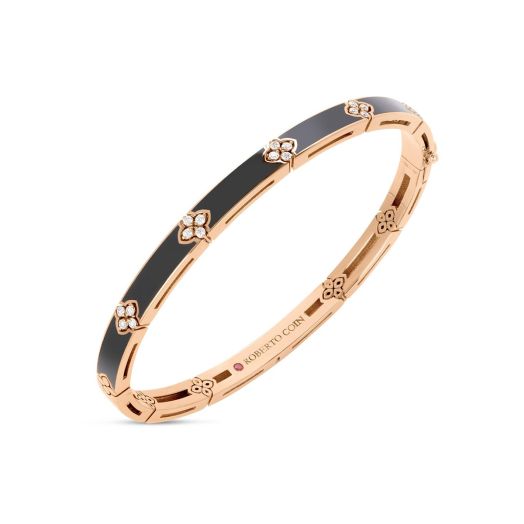 bracelet in 18K rose gold with diamond accents and black enamel detailing