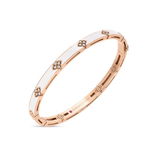 bracelet in 18K rose gold with diamond accents and white enamel detailing