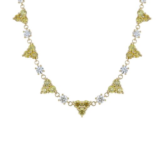 Yellow and white diamond alternating necklace