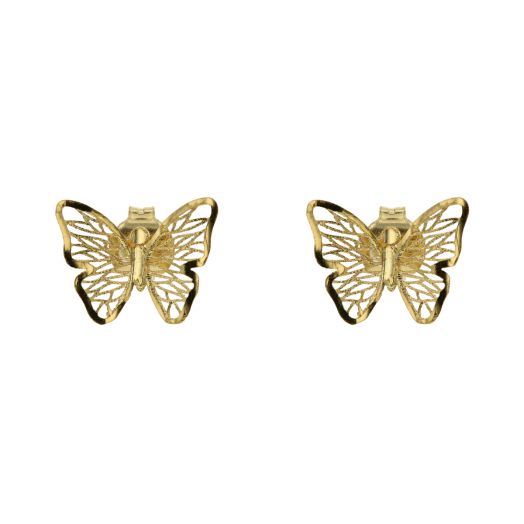 Yellow gold butterfly stud earrings