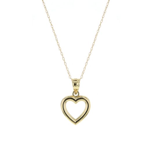 14K Yellow Gold Open Heart Pendant
