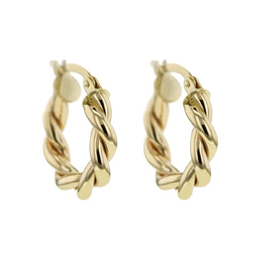 Twisted yellow gold hoop earrings
