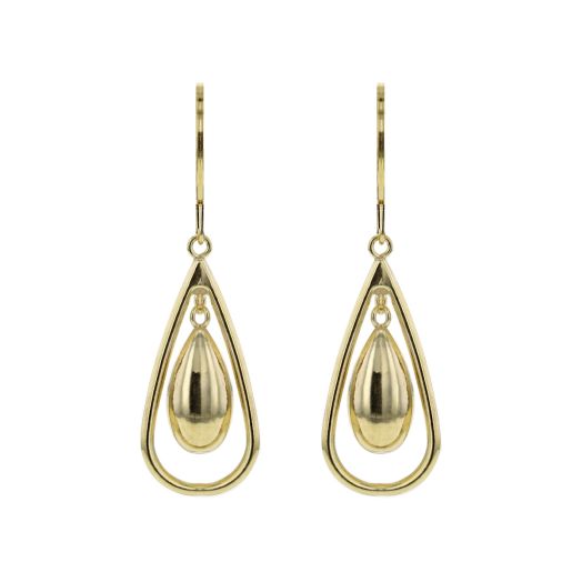 Teardrop yellow gold dangle earrings