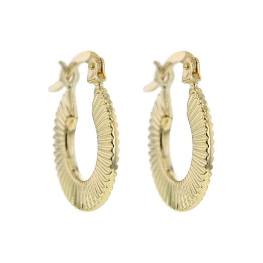Ribbed yellow gold hoop earrings