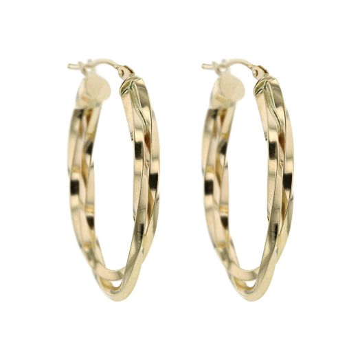 Twisted yellow gold hoop earrings
