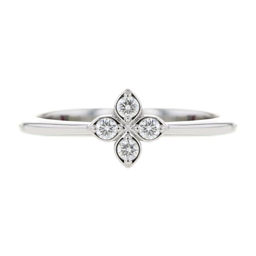 white gold ring with diamond accented floral station