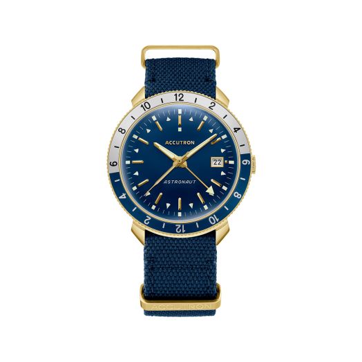 watch with blue dial and blue fabric strap