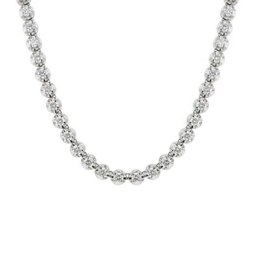 white gold necklace lined with white diamond rounds