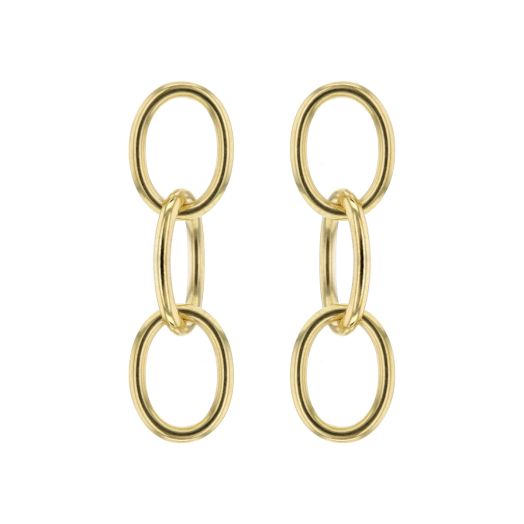 yellow gold drop earrings with three interlocking oval links
