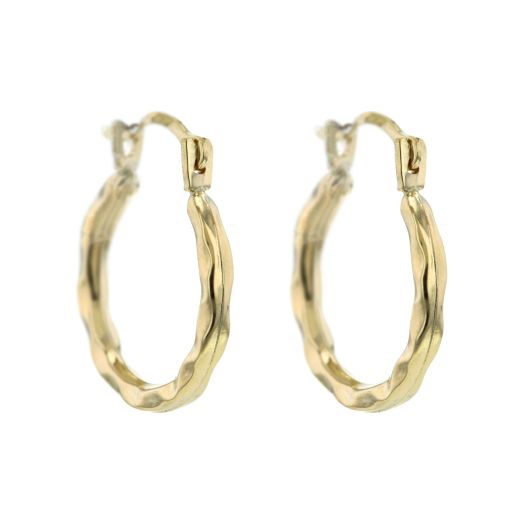 yellow gold hoop earrings with wavy design