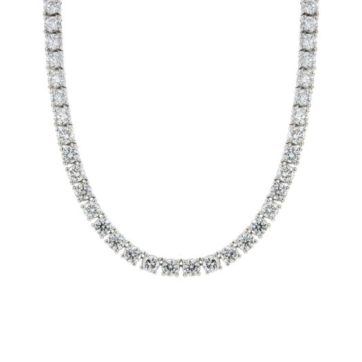 white gold necklace lined with white diamond rounds