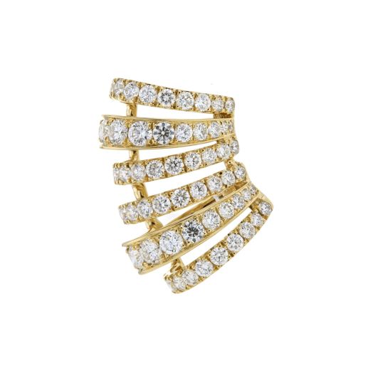 yellow gold multi-row ear cuff lined with diamond rounds