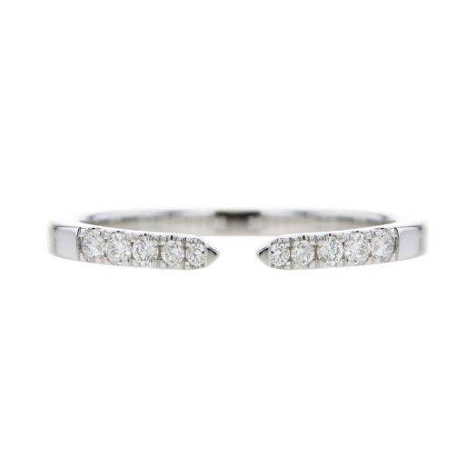 white gold openwork band with five diamond rounds on each side