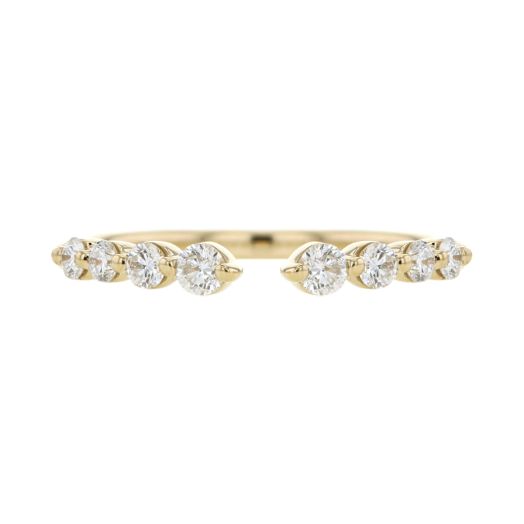 yellow gold openwork band lined with four diamonds on each side