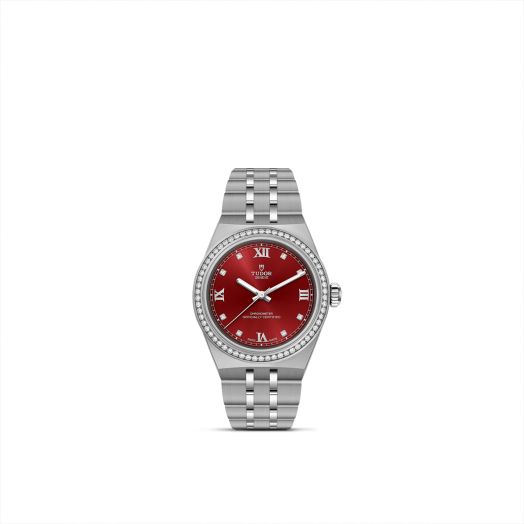tudor watch with burgundy dial