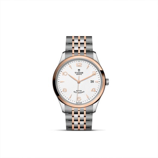 two tone tudor watch with white dial