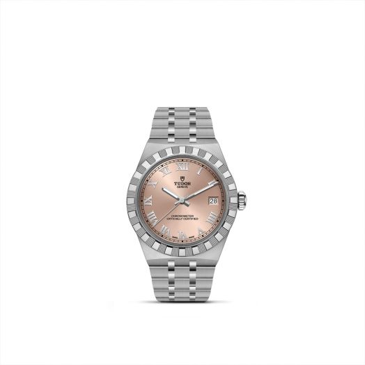 tudor watch with salmon dial